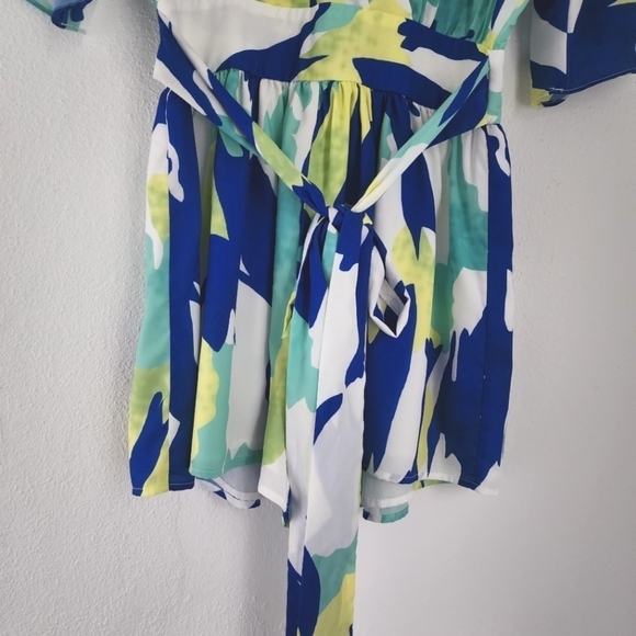 LATISTE Blue Green Tie Waist Short Romper Small - Picture 11 of 17